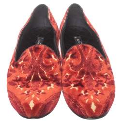 Pre Owned  Etro Red Brocade Velvet Smoking Slippers Size 39