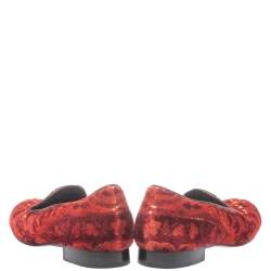 Pre Owned  Etro Red Brocade Velvet Smoking Slippers Size 39