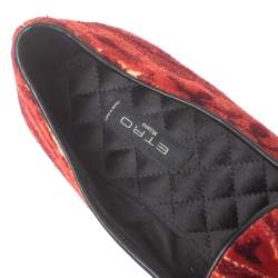 Pre Owned  Etro Red Brocade Velvet Smoking Slippers Size 39