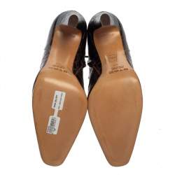 Etro Brown Croc Embossed Leather Ankle Platform Boots Size 40