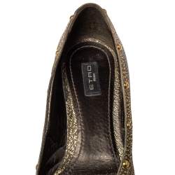 مملوكة مسبقًا Etro Gold Leather Embellished Studs Ballet Flats Size 38