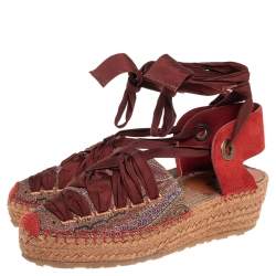 Etro Brown Canvas And Suede Espadrille  Sandals Side 37