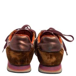 Pre Owned Etro Multicolor Paisley Fabric And Suede Lace Up Sneakers Size 37