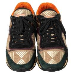 Etro Multicolor Suede And Brocade Fabric Low Top Sneakers Size 37