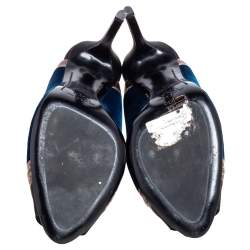 Etro Tri Color Velvet, Satin and Leather Peep Toe Sandals Size 38