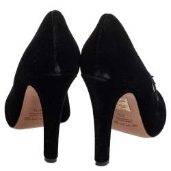 Pre Owned Etro Black Velvet Tassel Embellished Loafer Pumps Size 38.5