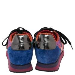 Pre Owned Etro Multicolor Paisley Print Fabric, Leather And Suede Low Top Sneakers Size 38