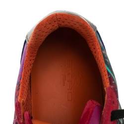 Pre Owned Etro Multicolor Paisley Print Fabric, Leather And Suede Low Top Sneakers Size 38