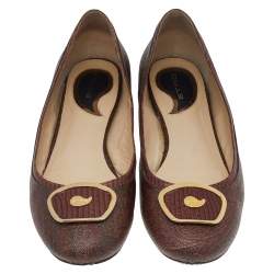 Pre Owned Etro Brown Paisley Printed Coated Canvas Ballet Flats Size 38