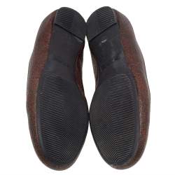 Pre Owned Etro Brown Paisley Printed Coated Canvas Ballet Flats Size 38