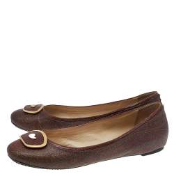 Pre Owned Etro Brown Paisley Printed Coated Canvas Ballet Flats Size 38