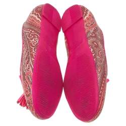 Etro Multicolor Printed Coated Canvas Fringes Tassels Ballet Flats Size 39