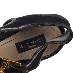 Etro Black Suede Ankle Strap Bow Sandals Size 37