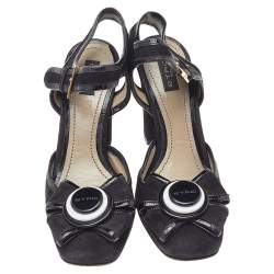 Etro Black Suede Ankle Strap Bow Sandals Size 37