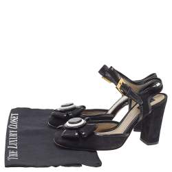 Etro Black Suede Ankle Strap Bow Sandals Size 37