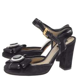 Etro Black Suede Ankle Strap Bow Sandals Size 37