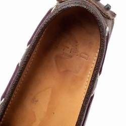 Etro Brown Paisley Print Coated Canvas Bow Slip On Loafers Size 38