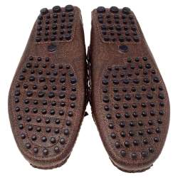 Etro Brown Paisley Print Coated Canvas Bow Slip On Loafers Size 38
