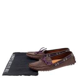 Etro Brown Paisley Print Coated Canvas Bow Slip On Loafers Size 38