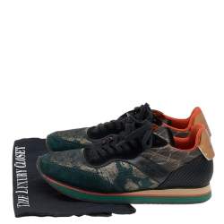 Etro Multicolor Brocade Fabric And Suede Low Top Lace Up Sneakers Size 38