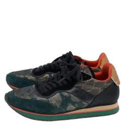 Etro Multicolor Brocade Fabric And Suede Low Top Lace Up Sneakers Size 38