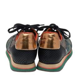 Etro Multicolor Brocade Fabric And Suede Low Top Lace Up Sneakers Size 38