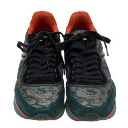 Etro Multicolor Brocade Fabric And Suede Low Top Lace Up Sneakers Size 38