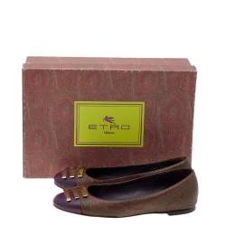 Etro Multicolor Paisley Printed Coated Canvas And Leather Ballet Flats Size 36