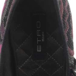 مملوكة مسبقًا حذاء كعب عالي إيترو ماري جاين قماش بروكاد أرجواني/أسود كعب سميك مقاس 38