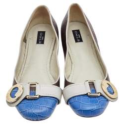 Pre Owned Etro Multicolor Croc Embossed And Leather Ballet Flats Size 38 
