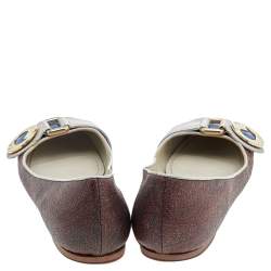 Pre Owned Etro Multicolor Croc Embossed And Leather Ballet Flats Size 38 