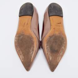 Pre Owned Etro Brown/Burgundy Patent  and Leather  Slip On  Loafers Size 37