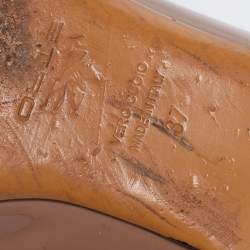 Pre Owned Etro Brown/Burgundy Patent  and Leather  Slip On  Loafers Size 37