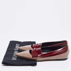 Pre Owned Etro Brown/Burgundy Patent  and Leather  Slip On  Loafers Size 37