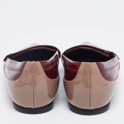 Pre Owned Etro Brown/Burgundy Patent  and Leather  Slip On  Loafers Size 37