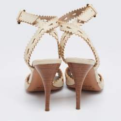 Etro  Cream Leather Cutout  Ankle Strap Sandals Size 38