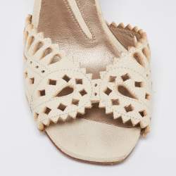 Etro  Cream Leather Cutout  Ankle Strap Sandals Size 38