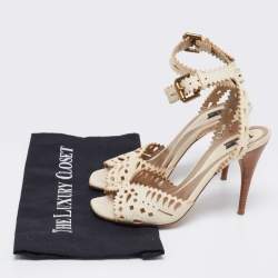 Etro  Cream Leather Cutout  Ankle Strap Sandals Size 38