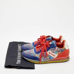 Pre Owned Etro Multicolor Paisley Print Nylon and Leather Low Top Sneakers Size 38
