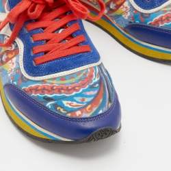 Pre Owned Etro Multicolor Paisley Print Nylon and Leather Low Top Sneakers Size 38