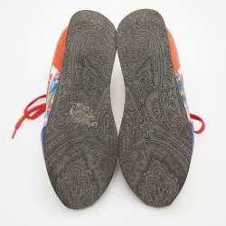 Pre Owned Etro Multicolor Paisley Print Nylon and Leather Low Top Sneakers Size 38
