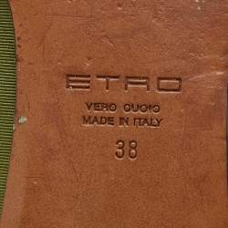 Etro Green/Black Fabric And Leather Ballet Flats Size 38