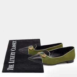 Etro Green/Black Fabric And Leather Ballet Flats Size 38