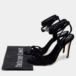 Etro Black Velvet Ankle Strap Sandals Size 41