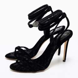 Etro Black Velvet Ankle Strap Sandals Size 41