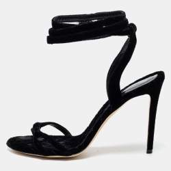 Etro Black Velvet Ankle Strap Sandals Size 41
