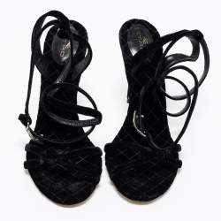 Etro Black Velvet Ankle Strap Sandals Size 41