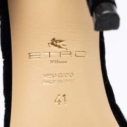 Etro Black Velvet Ankle Strap Sandals Size 41