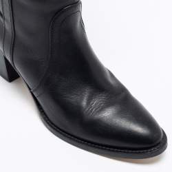 Pre Owned Etro Black Leather Knee Length Block Heel Boots Size 40