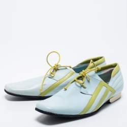 Pre Owned Etro Green/Blue Leather Lace Oxfords Size 39